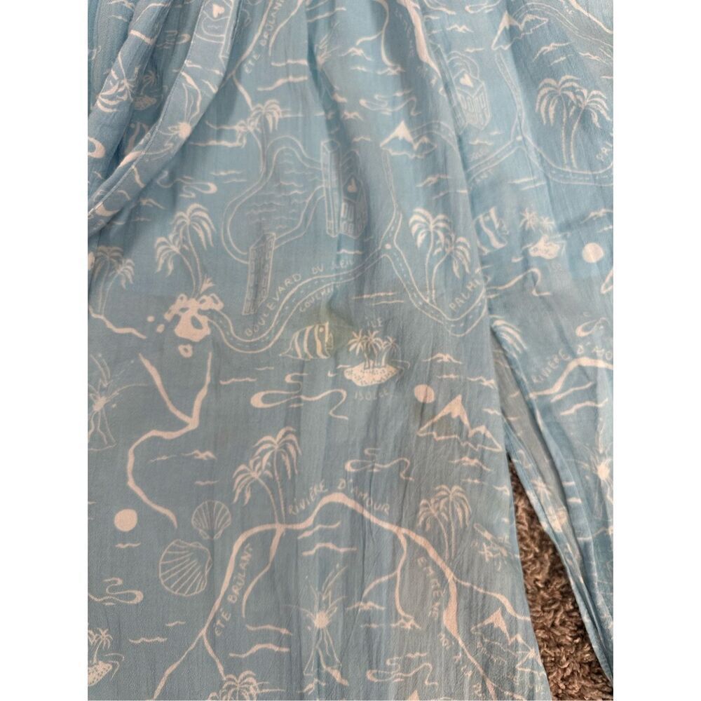 & Other Stories Paris Atelier Slit Crepe Midi Skirt Belt Blue Palm Tree Shell 4 - Picture 12 of 16